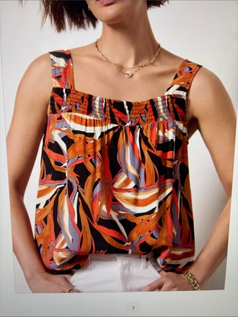 Evereve size M Palm Print Relaxed Sleeveless Tank